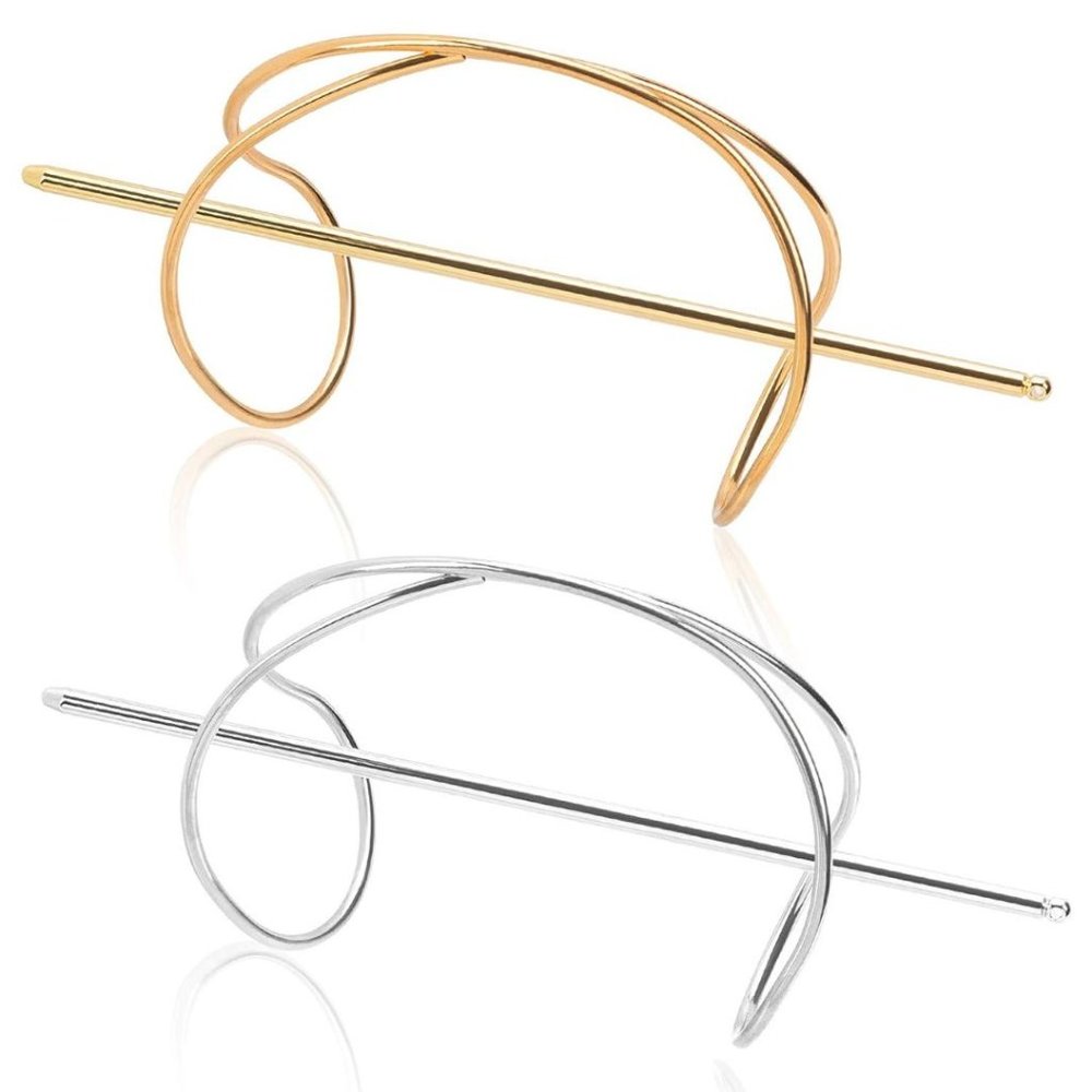 X Shaped Hair Stick Hair Pins for Women Gold and Silver 2PCS